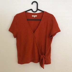 Madewell Wrap Knit Top in Poppy